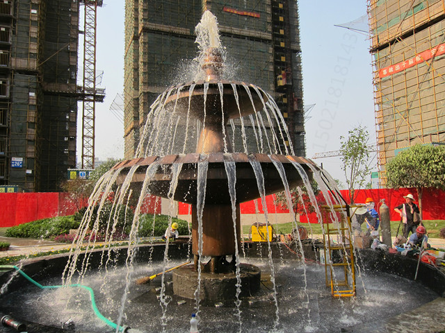 銅陵花園水池_銅水缽雕塑_鑄銅水景噴泉雕塑